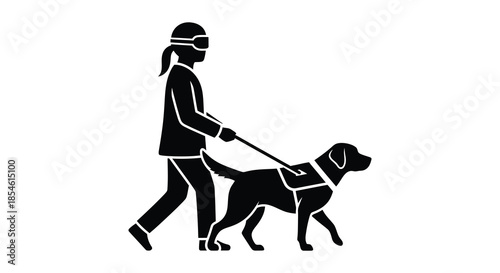 A person walking a guide dog showcasing assistance and partnership a striking silhouette