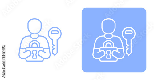Authentication Line , Two-tone color and contrasting background icon illustration