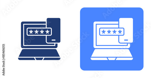 Two Factor Glyph , Two-tone color and contrasting background icon illustration
