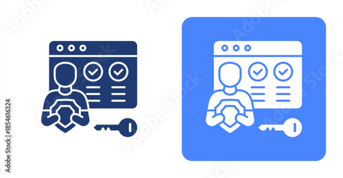 Authorization Glyph , Two-tone color and contrasting background icon illustration