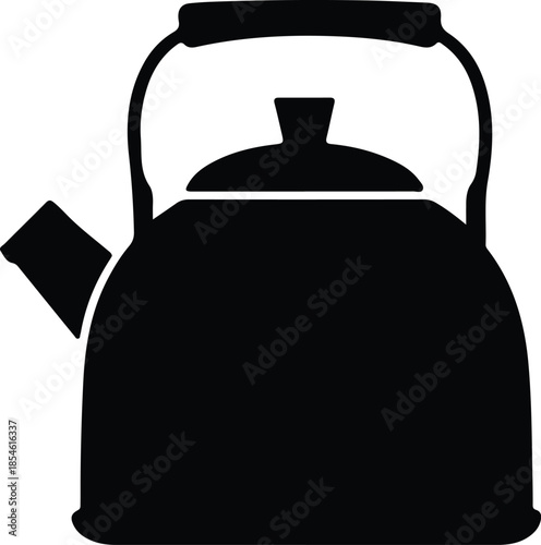 Silhouette classic kitchen hot water tea kettle beverage cooker Vector Illustration