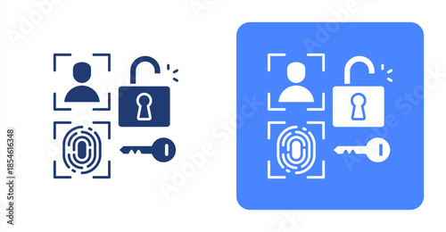Biometrics Glyph , Two-tone color and contrasting background icon illustration