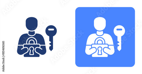 Authentication Glyph , Two-tone color and contrasting background icon illustration