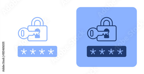 Password Mixed , Two-tone color and contrasting background icon illustration