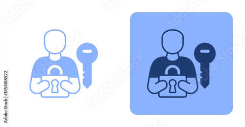 Authentication Mixed , Two-tone color and contrasting background icon illustration