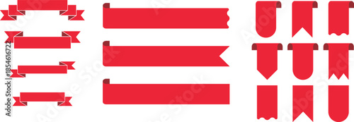 
set of red ribbonsLuxury Red ribbon gift bows Decorative bow, 3d set vector

