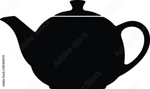 Silhouette Classic Teapot Design for Hot Beverage Brewing Vector Illustration
