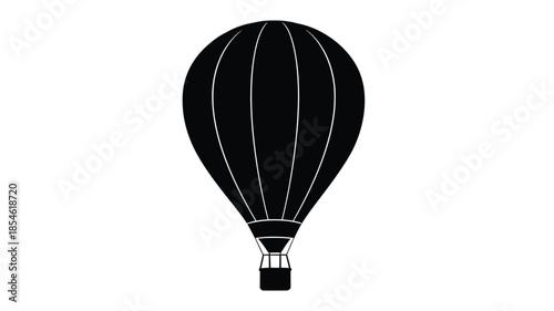 Simple black hot air balloon design a minimalist illustration silhouette