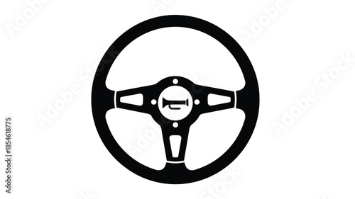 Classic steering wheel icon in black a vintage automotive detail silhouette