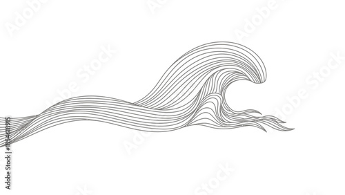 Elegant wave illustration with fine line details creating a minimalist ocean concept