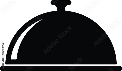 Silhouette Elegant Restaurant Food Cloche Cover Serving Dish Vector Illustration