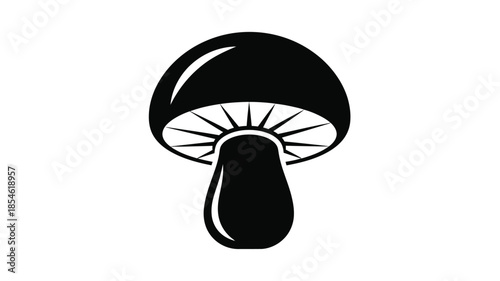 A striking black mushroom design a bold graphic illustration silhouette