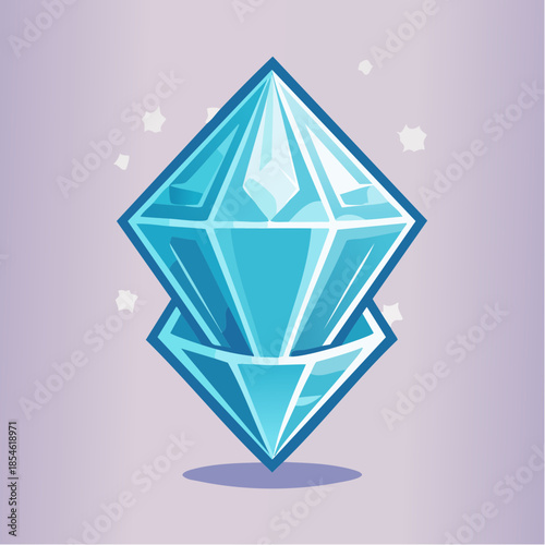 Stylized illustration of a bright blue diamond with a shiny, cartoon-like appearance.