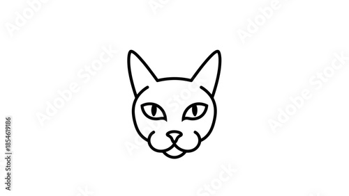 Minimalist cat head illustration, a clean and simple design ideal for icons or logos with feline