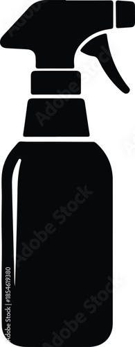 Silhouette Household Cleaning Spray Bottle Gardening Atomizer Outline Vector Illustration