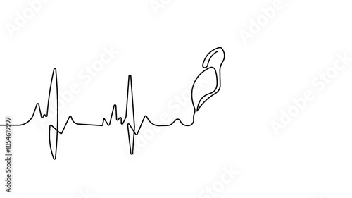 Clean heart beat one line medical icon animation