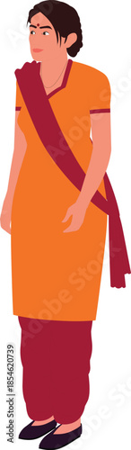 traditional saree woman in traditional clothes indian animation ready vector