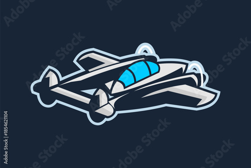 American ww2 fighter plane vector illustration. simple aircraft logo, military equipment.