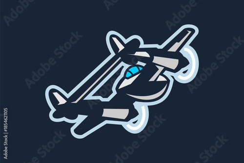 American ww2 fighter plane vector illustration. simple aircraft logo, military equipment.