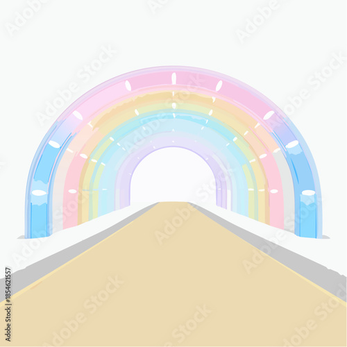Wallpaper Mural Pastel rainbow archway over a road, creating a whimsical and colorful entrance or gateway. Torontodigital.ca