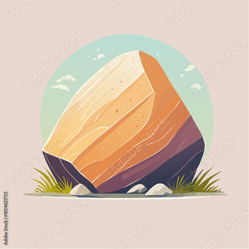 Wallpaper Mural Illustration of a large rock with a gradient color scheme in a natural setting. Torontodigital.ca