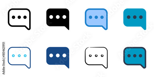 Chat icons set multiple style collection. Editable stroke 
