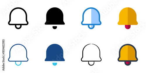 Notification icons set multiple style collection. Editable stroke 
