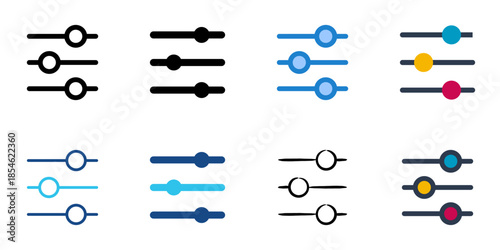 Parameter icons set multiple style collection. Editable stroke 
