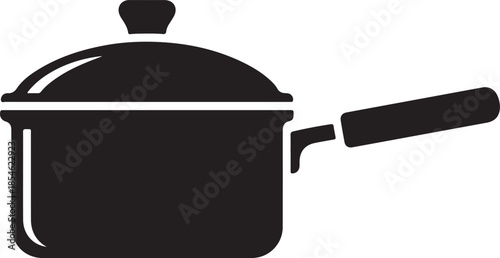 Black silhouette of a saucepan with lid