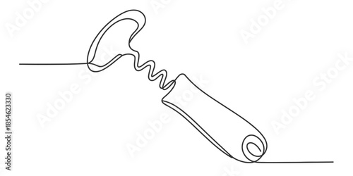 Minimalist single line drawing of a corkscrew Vector, illustration
