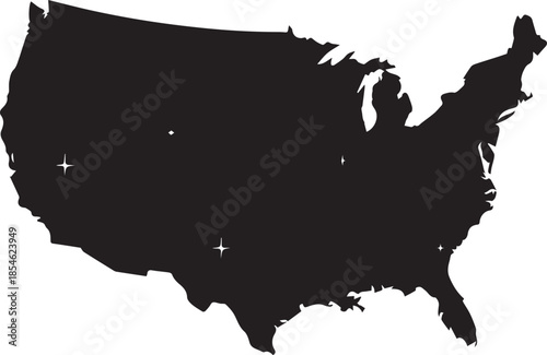 Black silhouette of the contiguous united states of america