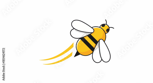 Cute Cartoon Bee Flying with Motion Trails.