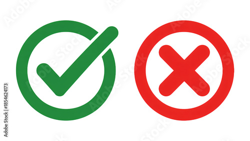Green checkmark and red cross icons on white background