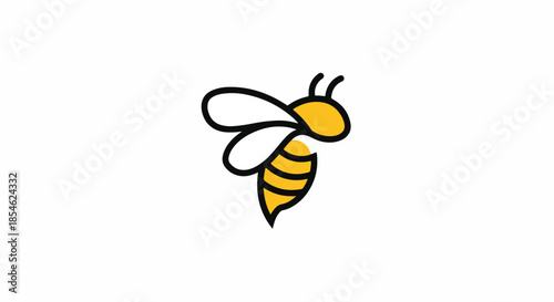 Cute cartoon bee illustration with yellow and black stripes.