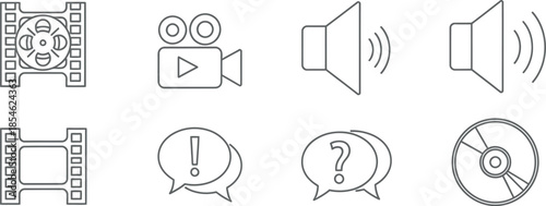 Multimedia icons set for video and audio