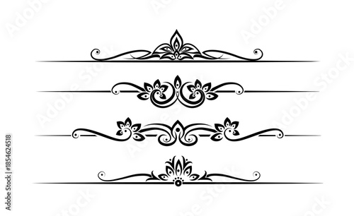 Calligraphic design elements, page dividers with thai ornament.
