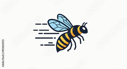 Dynamic Flying Bee Illustration with Motion Lines.