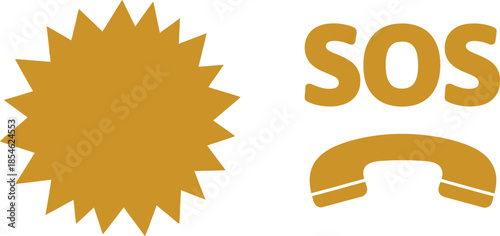 Emergency alert with exclamation mark and telephone receiver