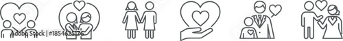 Simple line icons representing love and family