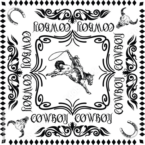 BANDANA UNIQ COWBOY PATTREN B&W