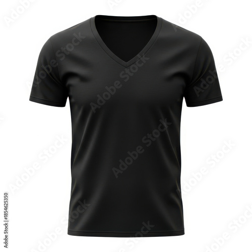 Black v-neck t-shirt isolated on white background