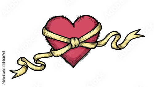 Heart Wrapped with Ribbon Symbol of Love and Commitment