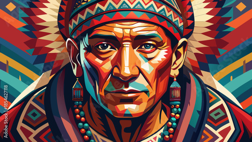 Artistic Motif Ethnic Handmade Beautiful Ikat Art Illustration for Traditional Cultural Crafts