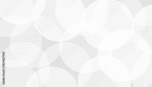Abstract White Circles Bokeh Background. Clean Light Neutral Overlapping Circles Texture. 