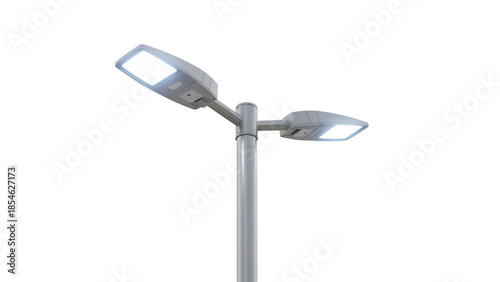 Fotografia Modern LED street light isolated PNG, energy efficient lighting fixture for urba