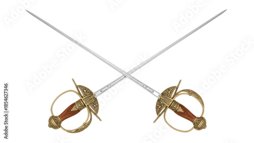 Fotografija Two rapiers crossed isolated PNG on transparent background, fencing swords with