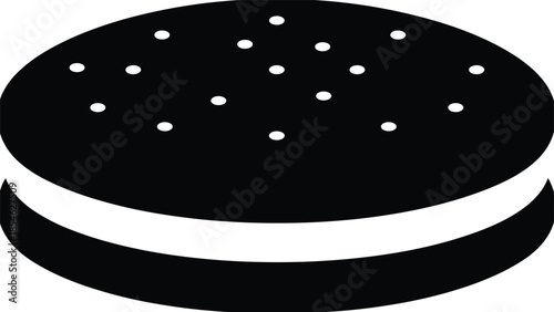 Ice, cream, sandwich, silhouette, vector, illustration, black, dessert, sweet, treat, isolated, white, background, food, snack, bakery, confectionery, chocolate, cookie, design