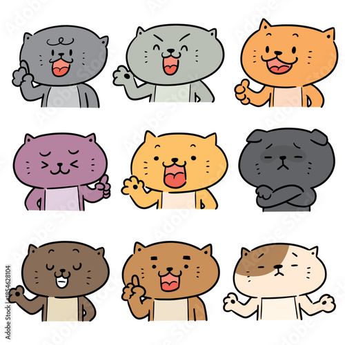 vector set of cat cartoon
