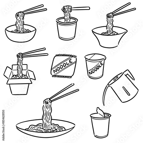 vector set of noodle cartoon