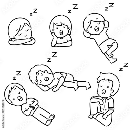 vector set of men sleeping